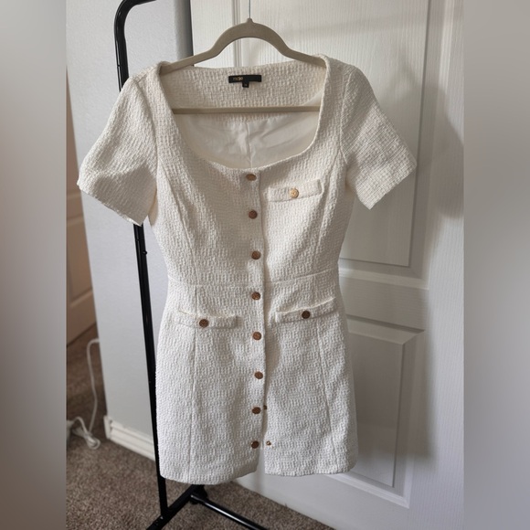 Maje Short Tweed White Dress Brand New Without Tags Size 38 - Picture 2 of 6